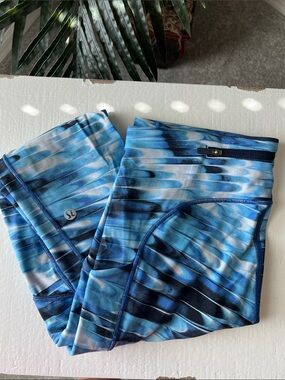 Lululemon Blue Watercolor Stripe Leggings
